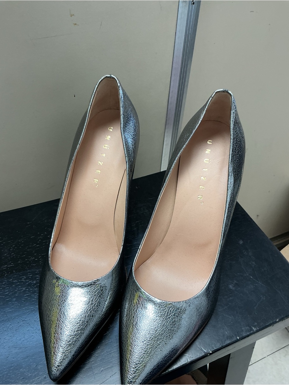 Unlisted Metallic Silver Pointed Toe Pumps